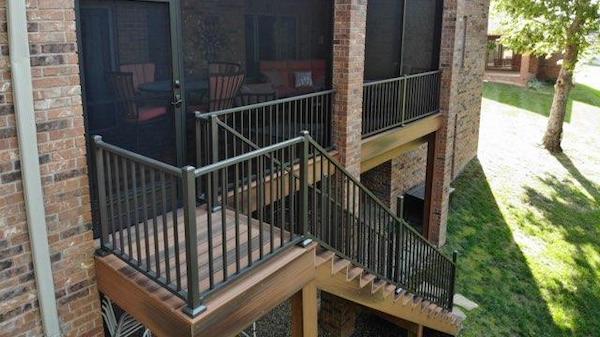 Aluminum Hand Railings Integrates with Screened in porch