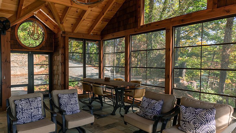 Three Season Room Porch Conversion using wooden paneling and supports